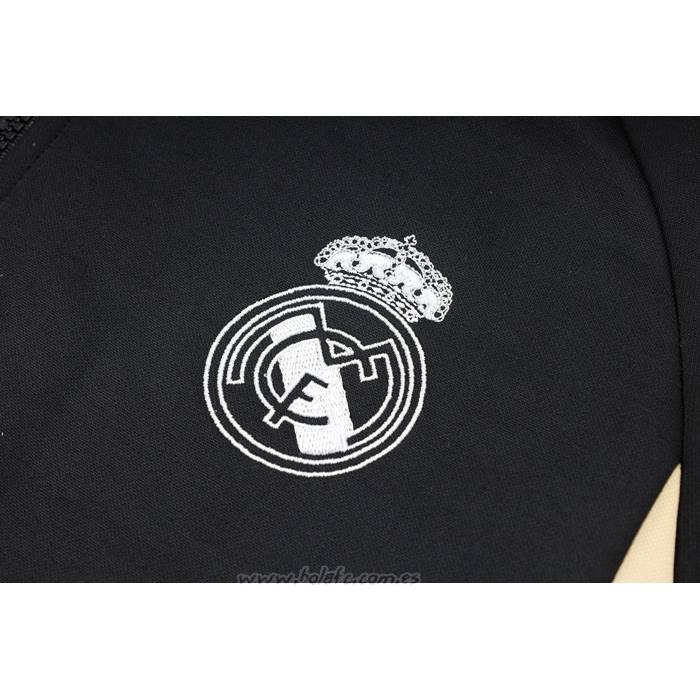 Chandal de Sudadera del Real Madrid Nino 2023-2024 Negro y Blanco